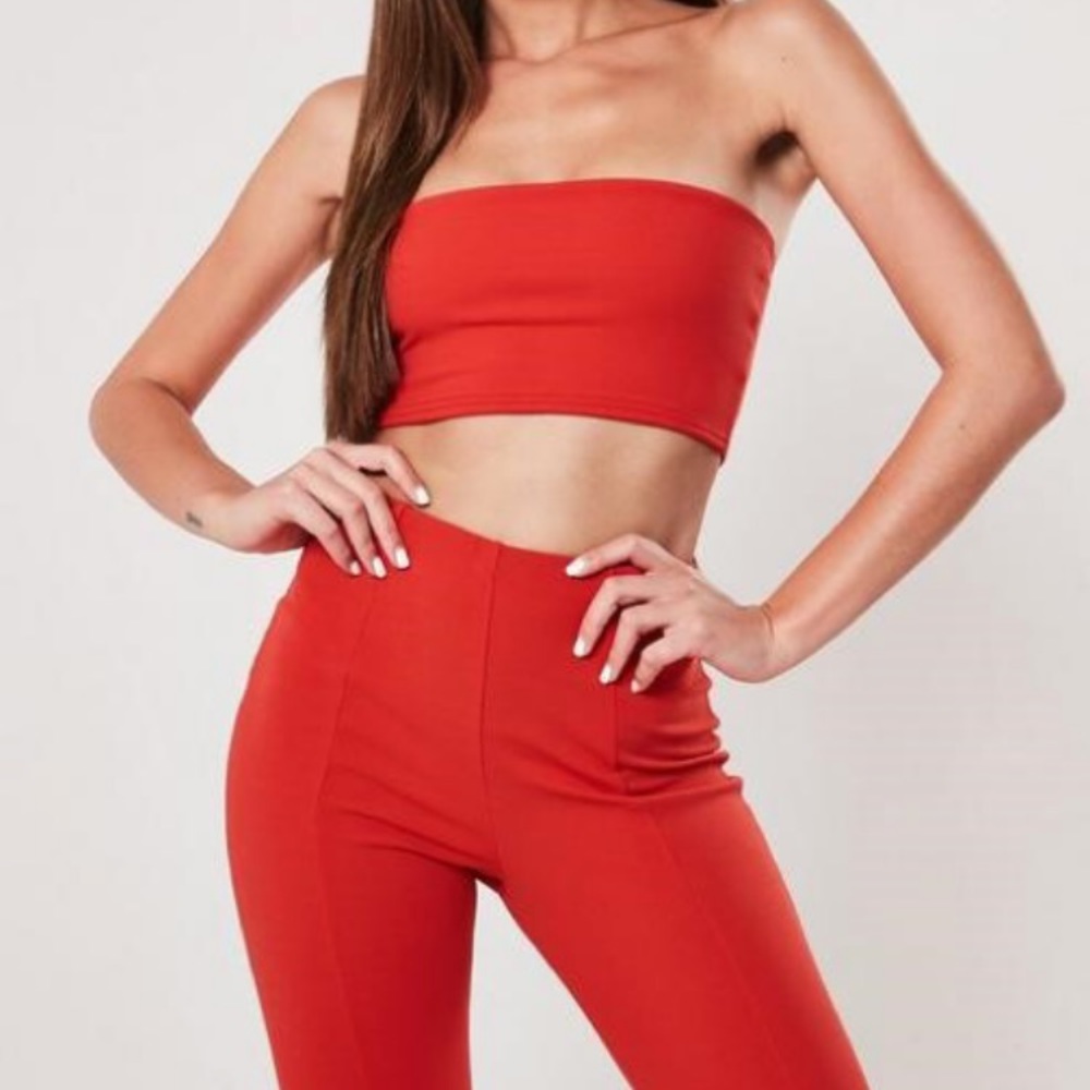 Missguided red bandeau tube top